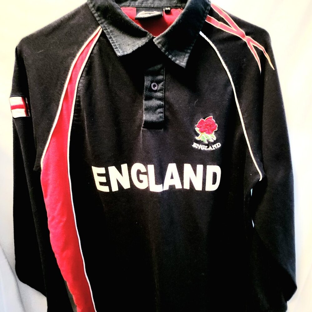Rugby Shirt Jersey ENGLAND Official Pre-Owned Men M Navy Red Discount Shipping!!